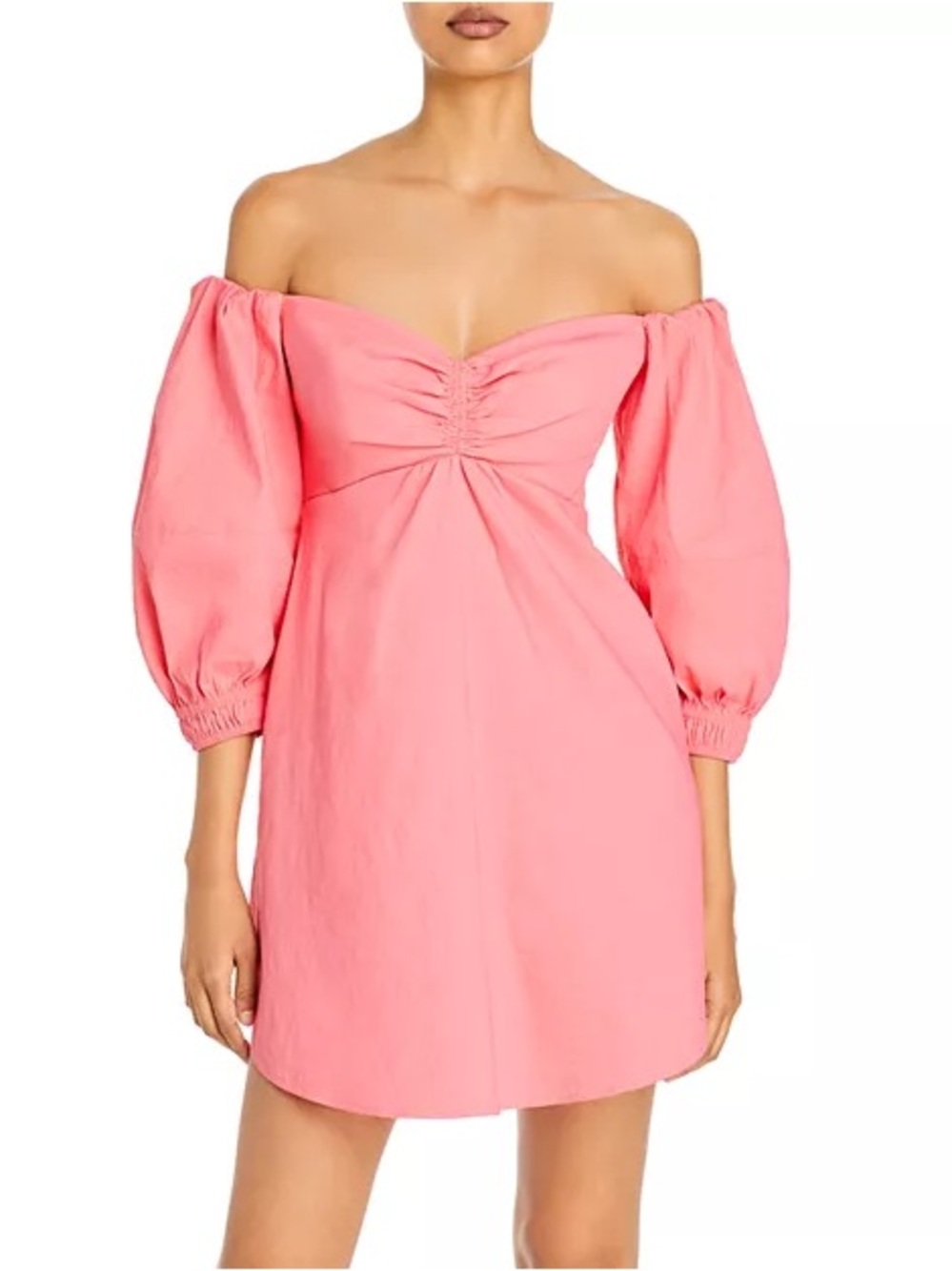 A.L.C. Mila Mini Dress | Sweetheart Off-Shoulder Pink Puff-Sleeve Mini Dress